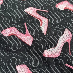 City Style Marco Fabiano Pink High Heel Cotton Fabric 22"x44"